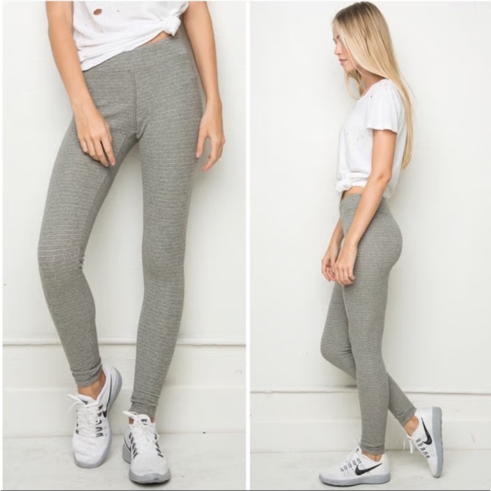 Vintage Brandy Melville ribbed High-Waist Leggings - Gray